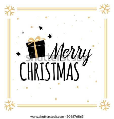 Merry Christmas lettering design with present