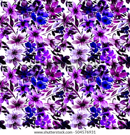 Watercolor flower seamless pattern 