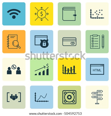 Set Of 16 Universal Editable Icons. Can Be Used For Web, Mobile And App Design. Includes Icons Such As Opportunity, Phone Conference, Raise Diagram And More.