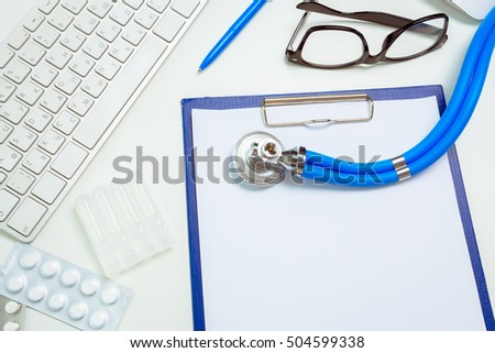 doctor workplace with a stethoscope 