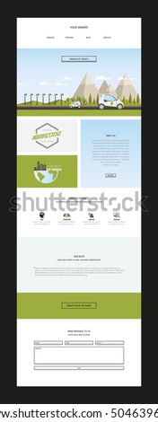 Eco website template with electric car vector illustration.Vector Design.