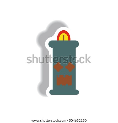 Vector illustration paper sticker Halloween icon candle