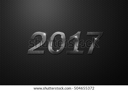 Happy New Year 2017 on black carbon fiber background