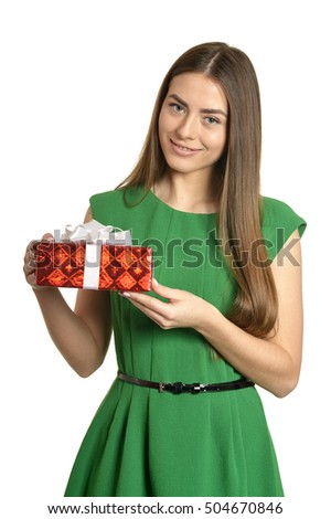 Happy woman with gift box
