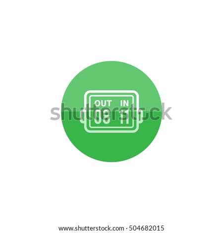 Player substitution board icon in flat color circle style. Football soccer game playing match tournament