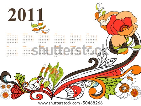 calendar for 2011 with decorative pattern