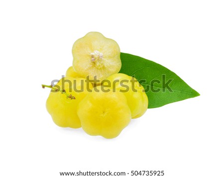 Star gooseberry and leaves isolated on white background