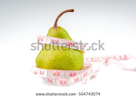 Pear with belt made from measuring tape