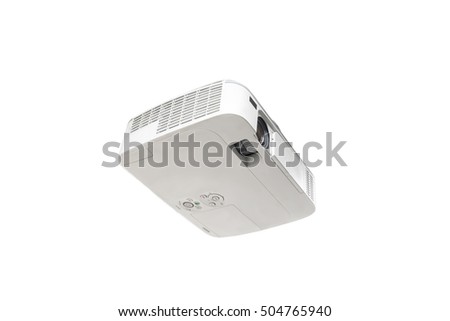 White projector on the celling position isolate on white background