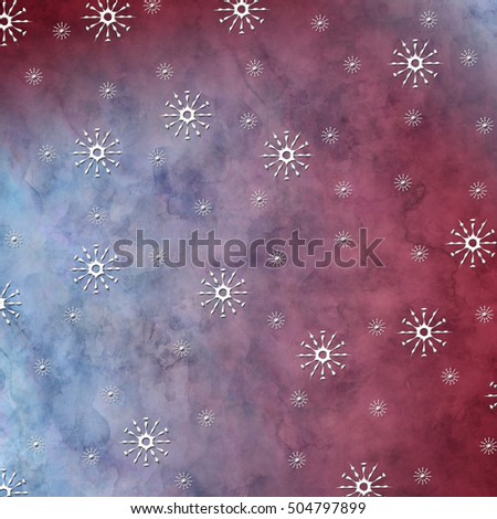 Abstract snowflakes in front of a red and blue background. Symbol for winter and christmastime