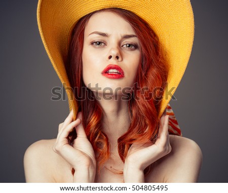 Young beauty woman in a hat. 