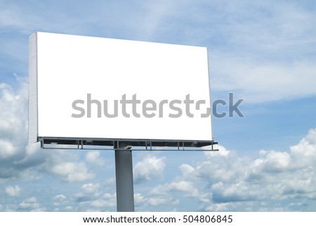Blank billboard  on cloud sky background for your advertisement