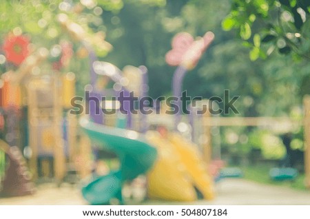 Blur colorful playground in nature green park abstract background. Copy space of sport exercise and health care concept.