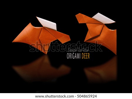 Origami paper brown deer couple