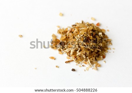 Close-up of natural aromatic incense musk isolated on a white background Royalty-Free Stock Photo #504888226