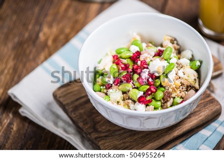 Wholefood salad, clean eating and diet, weightloss concept Royalty-Free Stock Photo #504955264