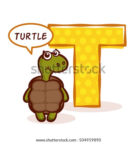 ABC ZOO Alphabet Letter T Turtle Vector Illustration