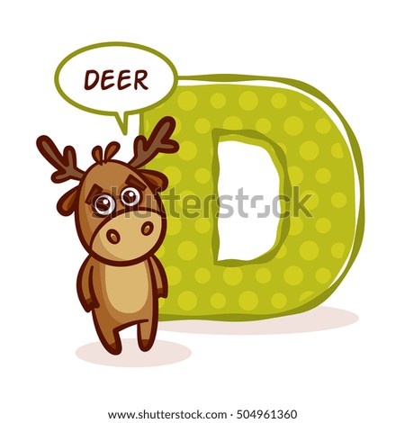 ABC ZOO Alphabet Letter D Deer Vector Illustration