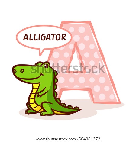 ABC ZOO Alphabet Letter A Alligator Vector Illustration