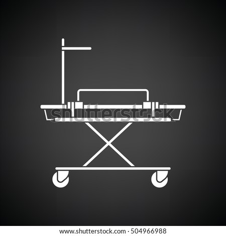 Medical stretcher icon. Black background with white. Vector illustration.
