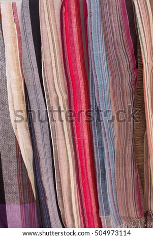 Different colorful fabrics on the market