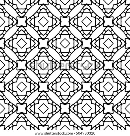 Line ornament pattern. Black and white endless abstract texture for prints, textiles, wrapping, wallpaper, website etc. Vector illustration. 