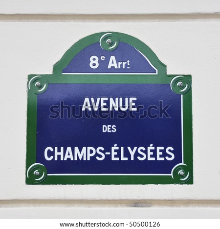 Avenue des Champs-Elysees street sign in Paris