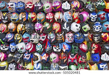 Color display of Mexican free wrestling masks.