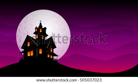 Haunted old house with the moon in background Royalty-Free Stock Photo #505037023