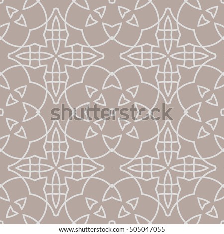 Seamless surface pattern with crossing figures. Symmetric abstract background. Circular ornament wallpaper. Lacy openwork motif. For digital paper, page fills, web design. Vector art illustration