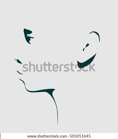 Human head silhouette. Face front view. Elegant silhouette of part of human face. Vector Illustration
