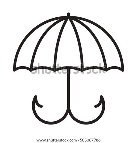 umbrella with fishing hook in black & white-vector drawing