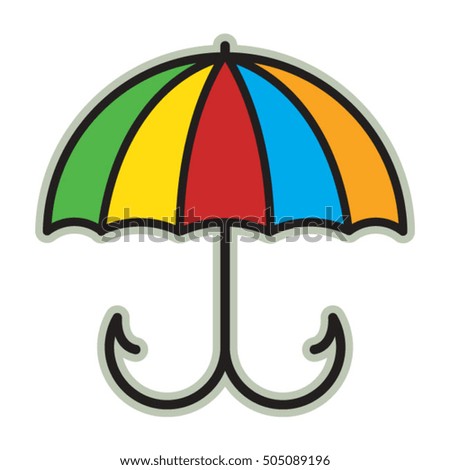 colorful umbrella with fishing hooks-vector drawing                   