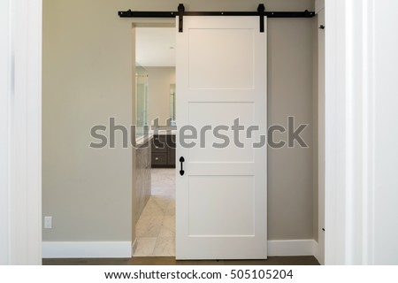  Barn Door series. Modern sliding door. Royalty-Free Stock Photo #505105204