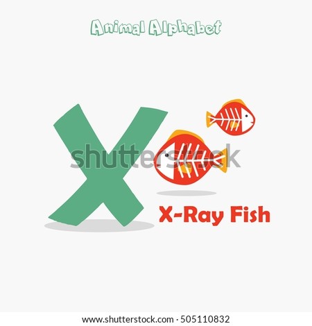 Cute Animal Zoo Alphabet. Letter X for X-ray Fish