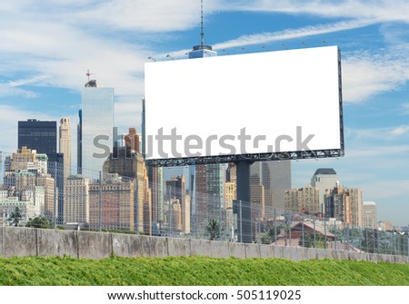 Advertising concept, Blank template  for outdoor advertising or blank billboard on the highway in city. With clipping path on screen - can be used for trade shows, promotional poster.
