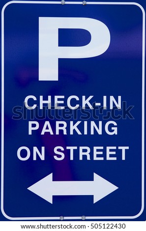 Check-in parking on street sign at a motel, Australia