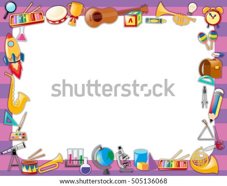 Paper template with instruments on border illustration