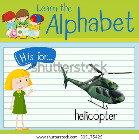Flashcard letter H is for helicopter illustration