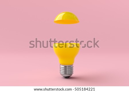 Creative idea in bulb shape as inspiration concept on light pink background , Minimal concept idea and creativity