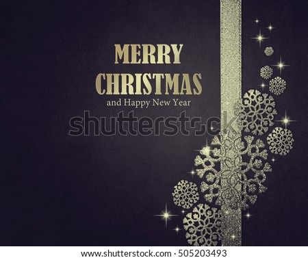 Ribbon with snowflakes, Paper textured background