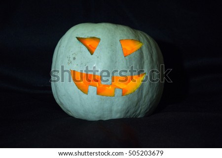 Halloween pumpkins smile and scary eyes for party night