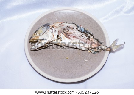 "Pla-too" steamed mackerel fish, local fish in Asian,  eaten buy cat.