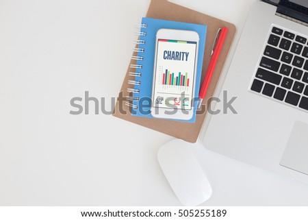 Business Charts and Graphs Concept with CHARITY word