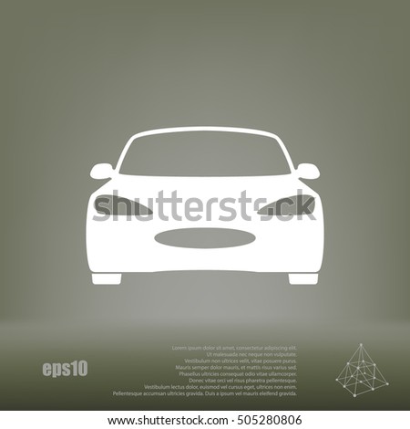 Flat paper cut style icon of a car. Vector illustration