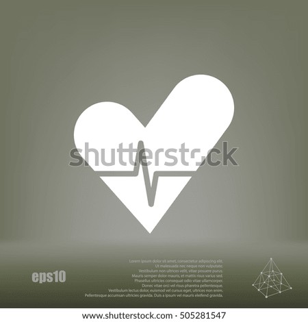 The heart and cardiogram flat sock vector icon