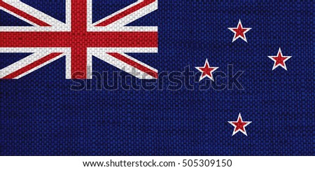 Flag of New Zealand on old linen