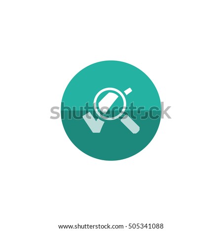 Magnifier icon in flat color circle style. 