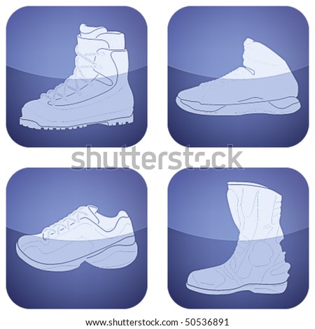 Cobalt Square 2D Icons Set: Sport Shoes