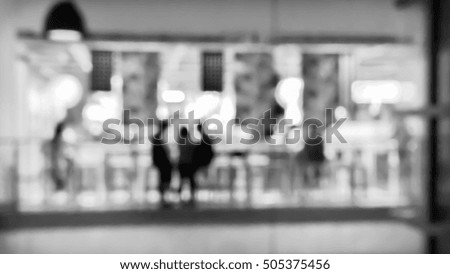 Blurry interior scene of cafeteria or restaurant - Black and White - Lifestyle Concept background
